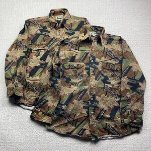 Lot x2 VTG Nunavut Hunter Button Up Shirt Men M Camouflage Hunting Forest Green
